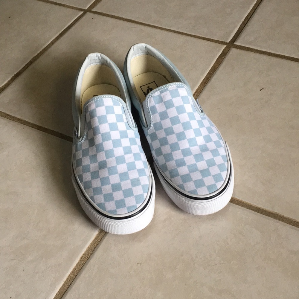 Blue checkered vans, new, SUPER CUTE